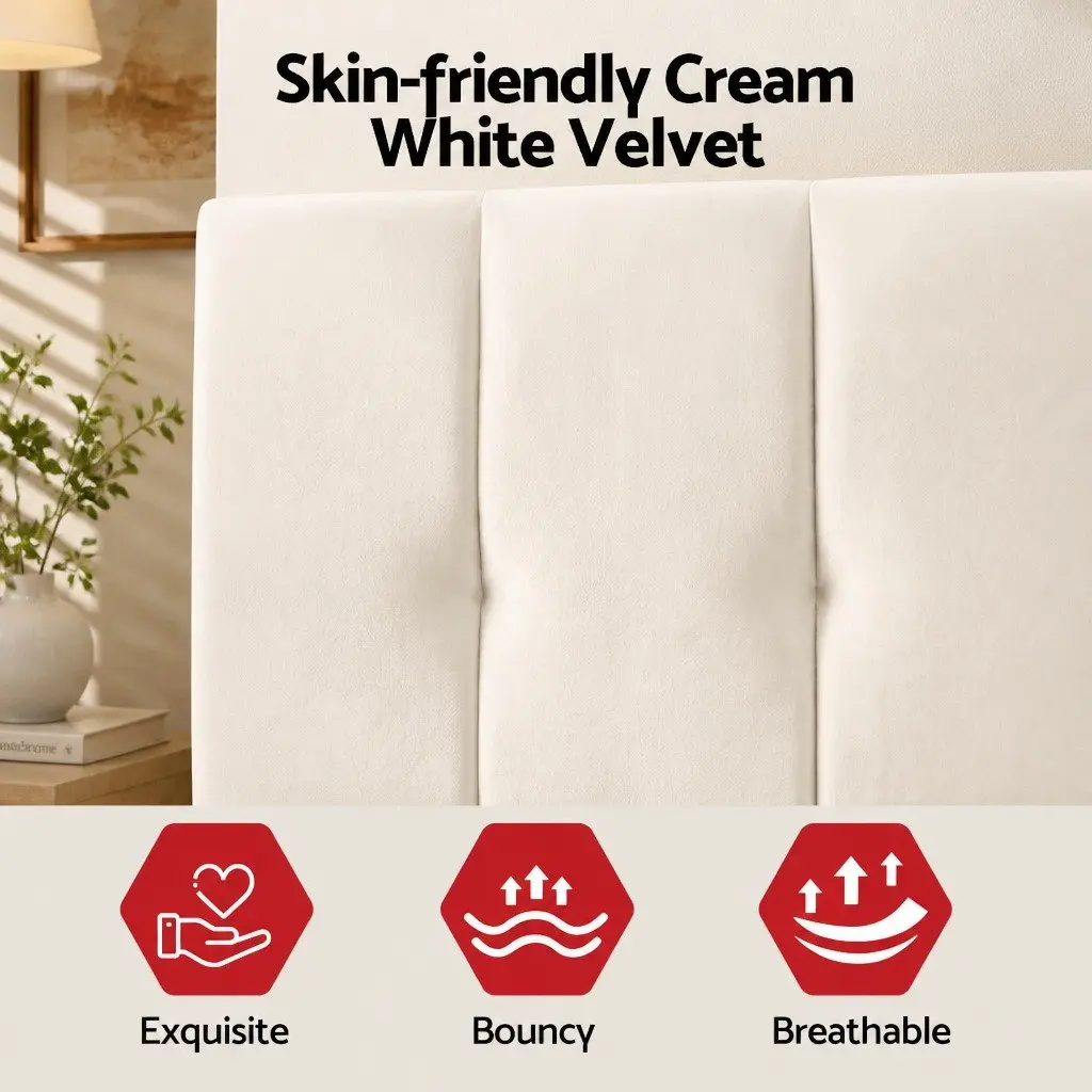 Double Bed Frame Upholstered Tufted Headboard 139W x 205L x 116H cm Velvet Fabric
