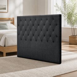 Upholstered Charcoal Double Bed Headboard with Button Tufts
