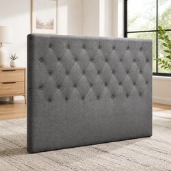 Queen Size Grey Upholstered Bed Headboard with Tufting