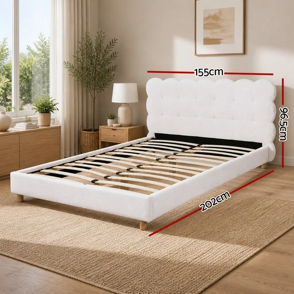Cloud Headboard Double Bed Frame with Boucle Upholstery