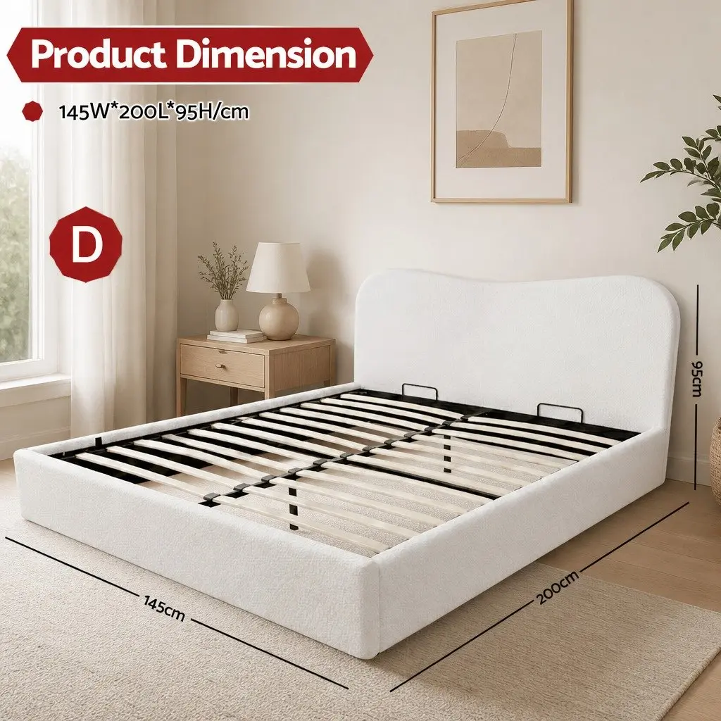 Double Bed Frame with Gaslift Storage
