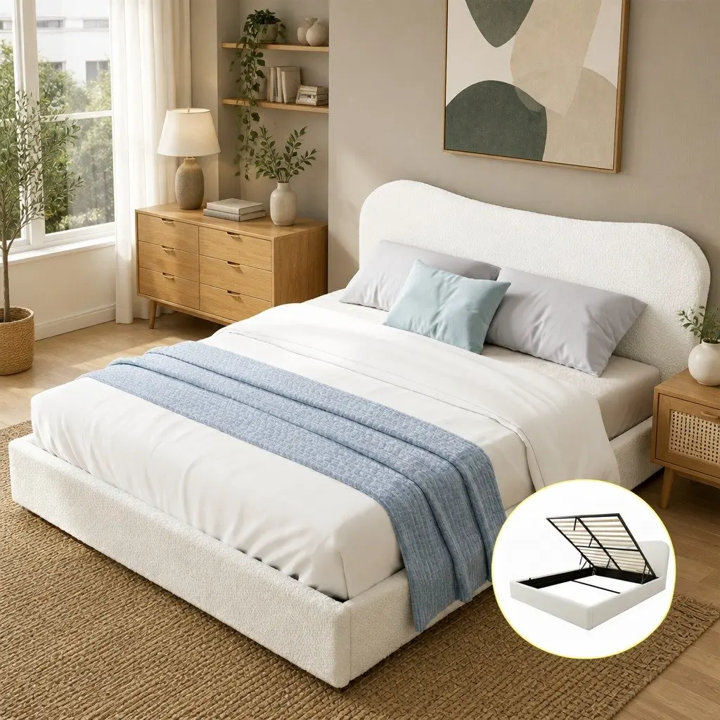 Double Bed Frame with Gaslift Storage