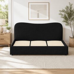 Boucle Upholstered King Size Bed Frame with Headboard