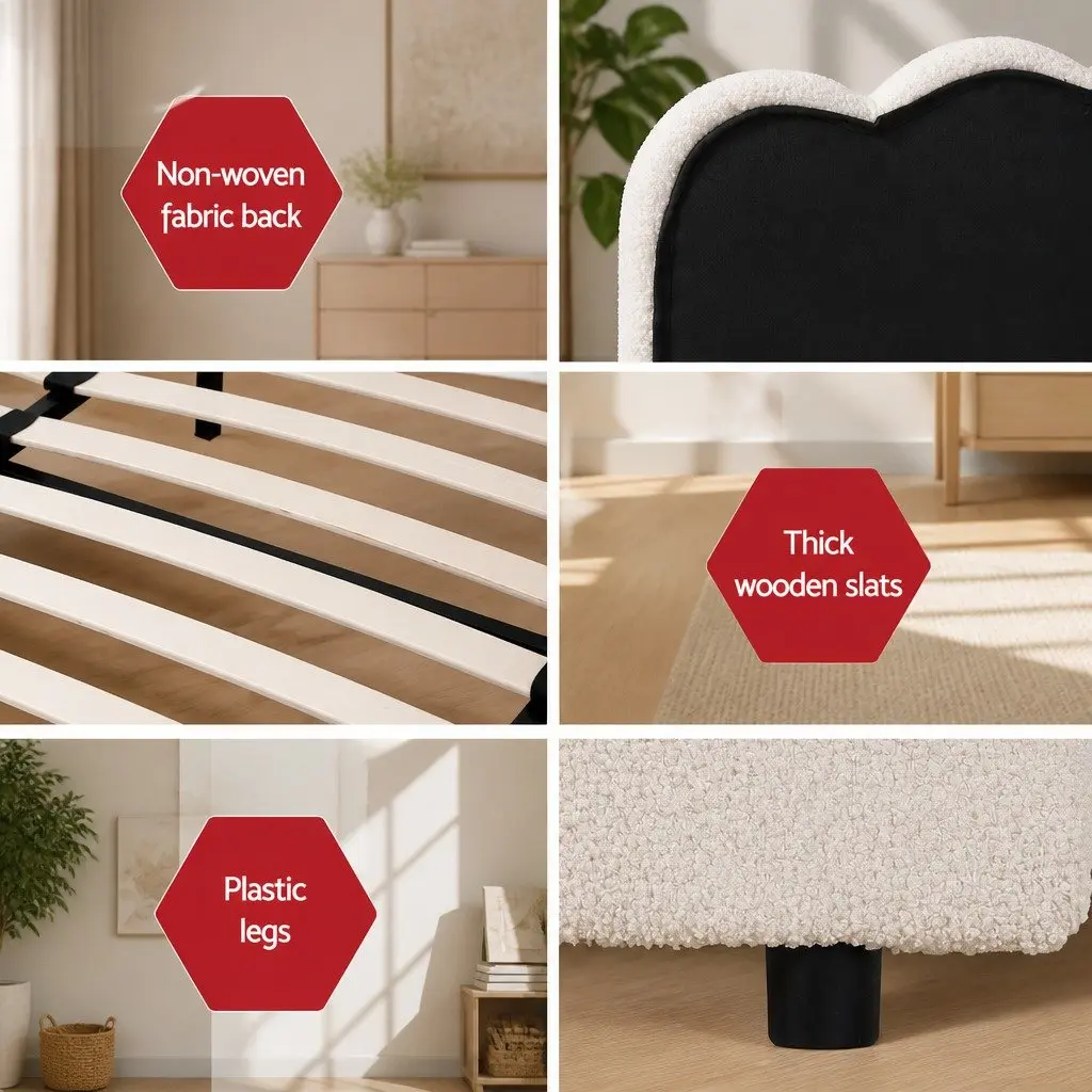 Boucle Upholstered King Size Bed Frame with Storage
