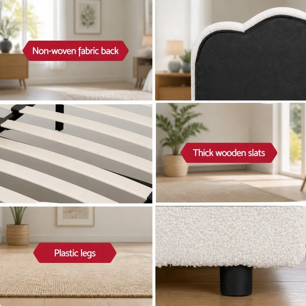 Boucle Upholstered King Size Bed Frame with Storage