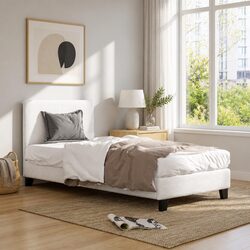 Boucle Upholstered Single Bed Frame with Slat Base