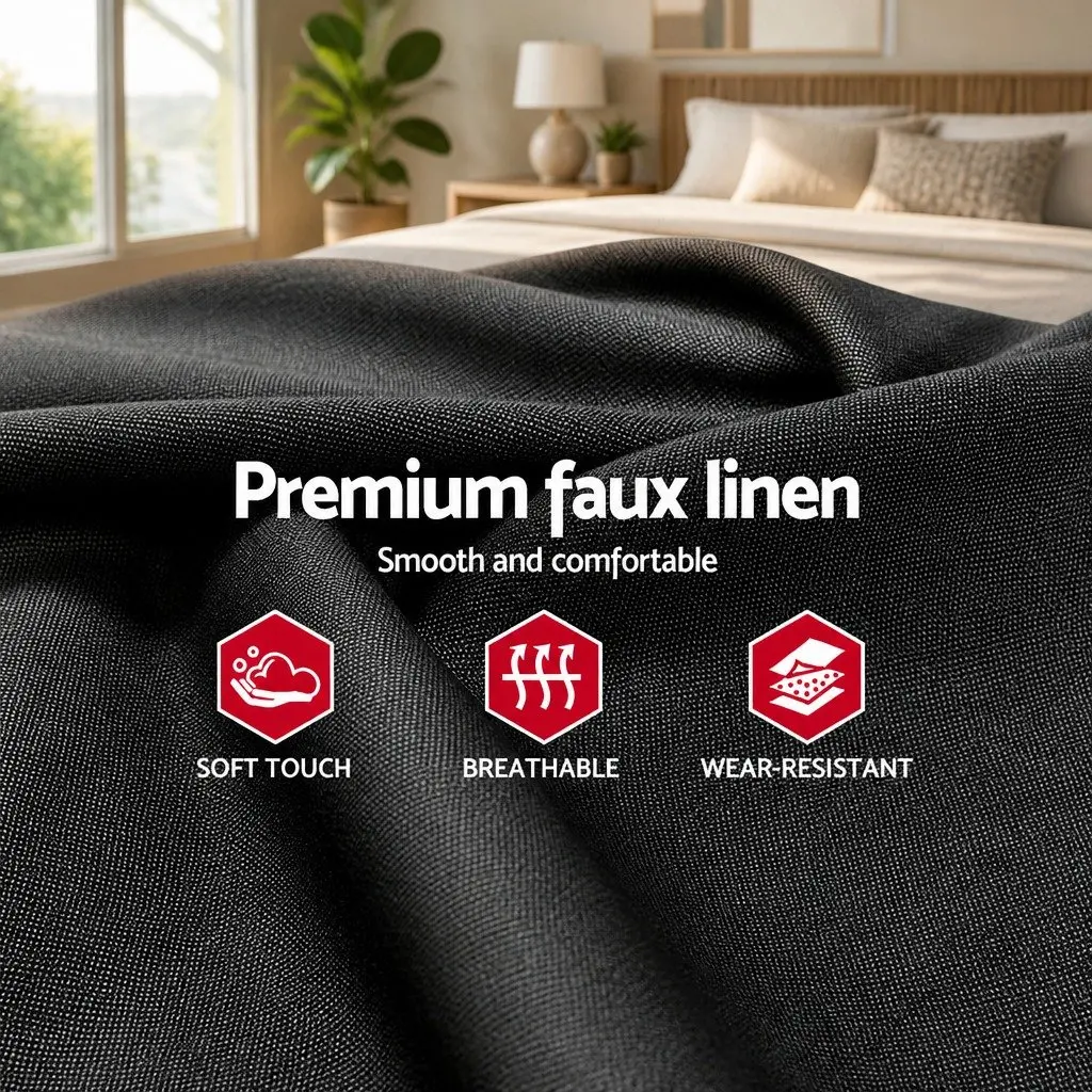Charcoal Upholstered Queen Size Bed Frame for Comfort