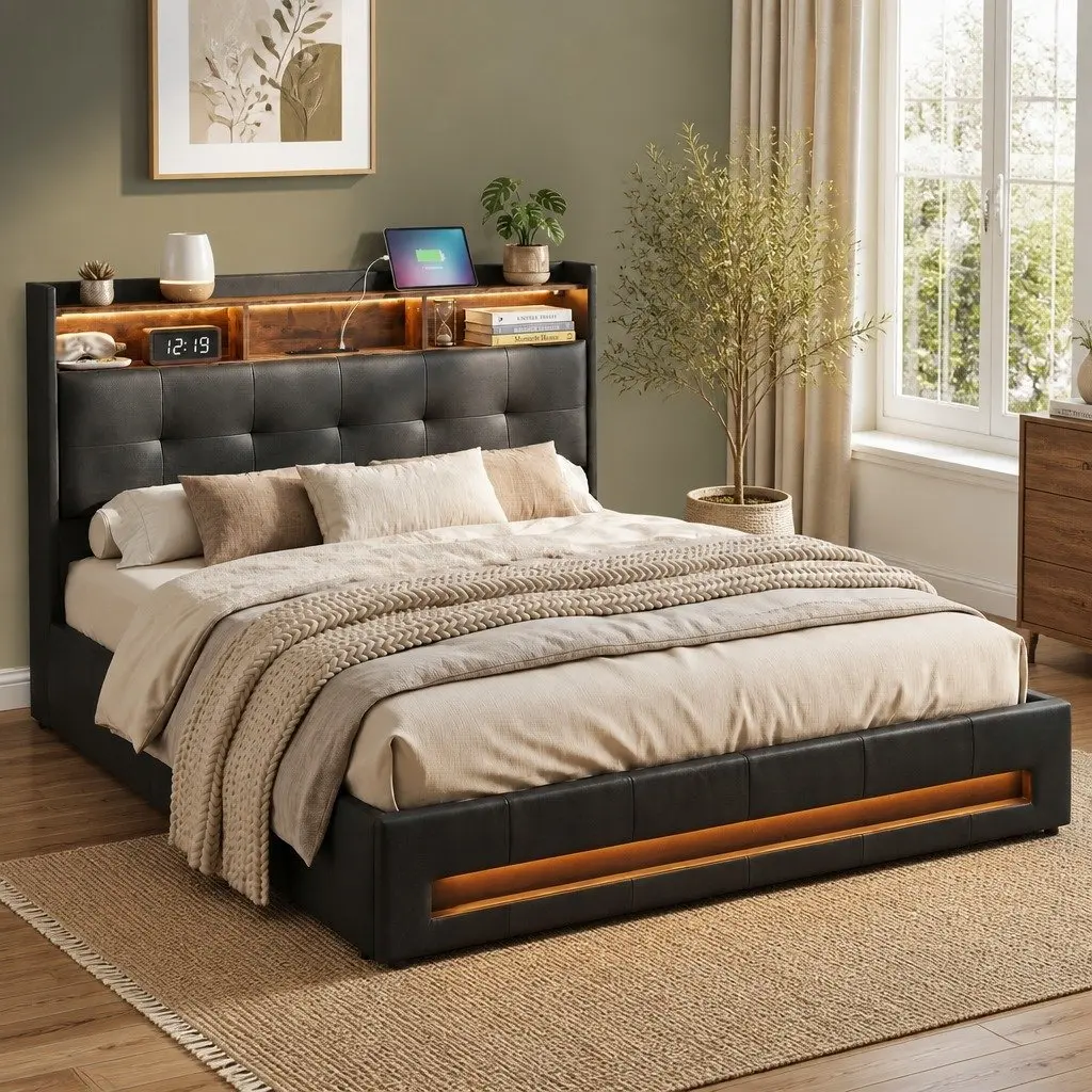 Double Bed Frame with Gas Lift Storage