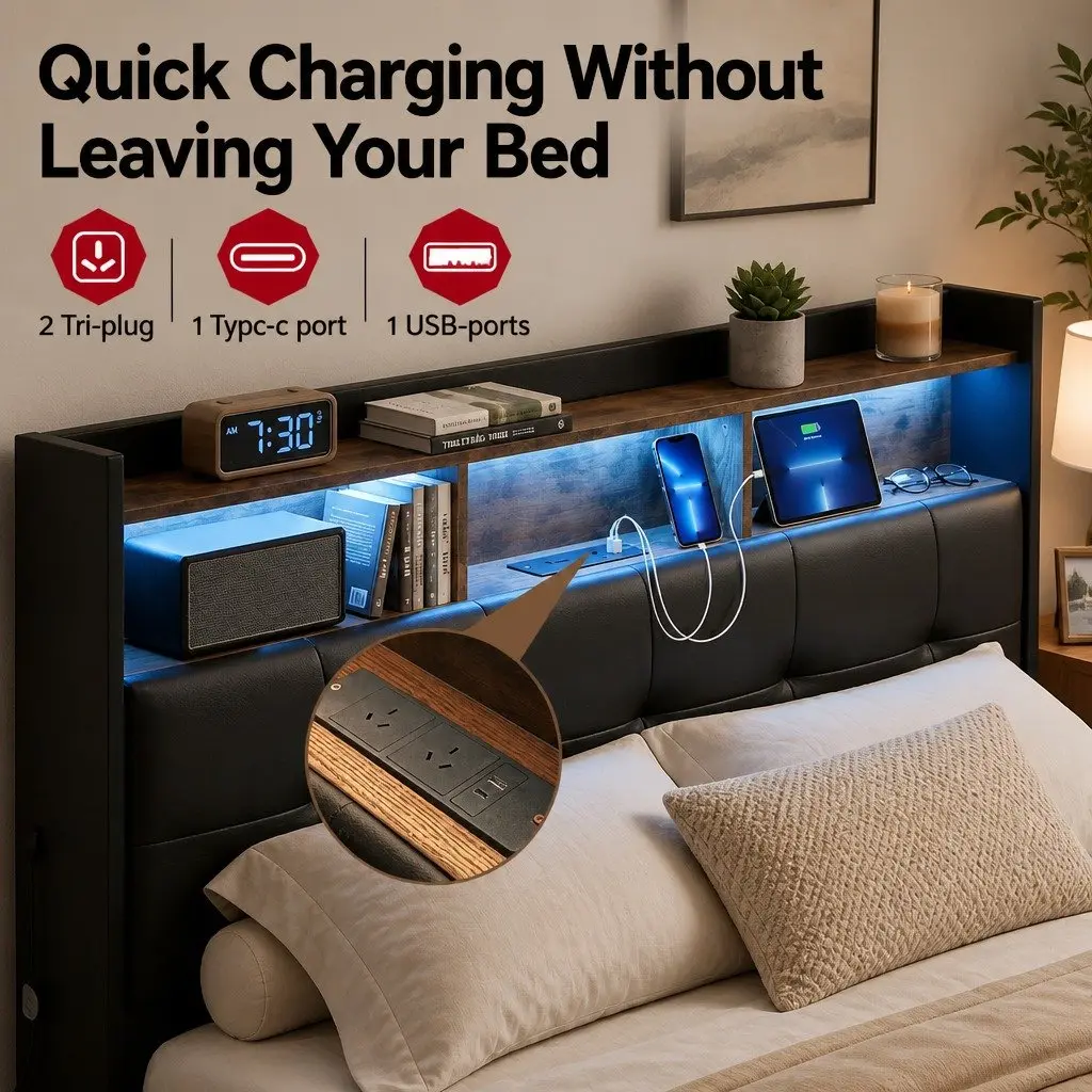 Double Bed Frame with Gas Lift Storage