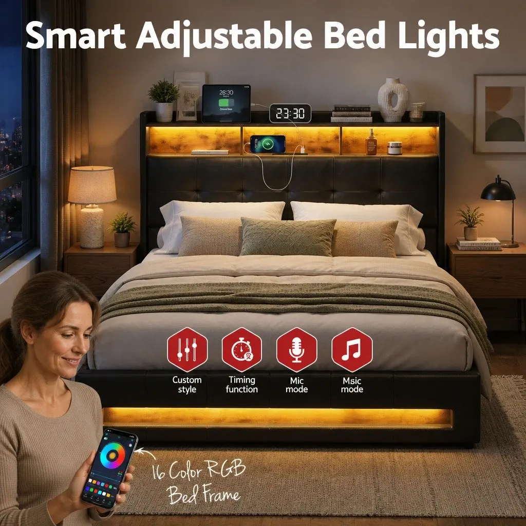 Double Bed Frame with Gas Lift Storage