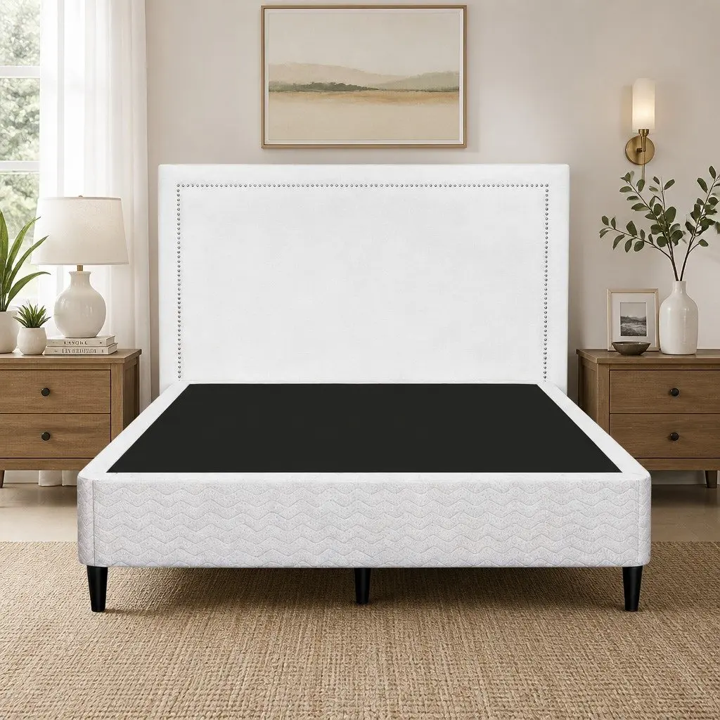 Queen Bed Frame with Fabric Headboard
