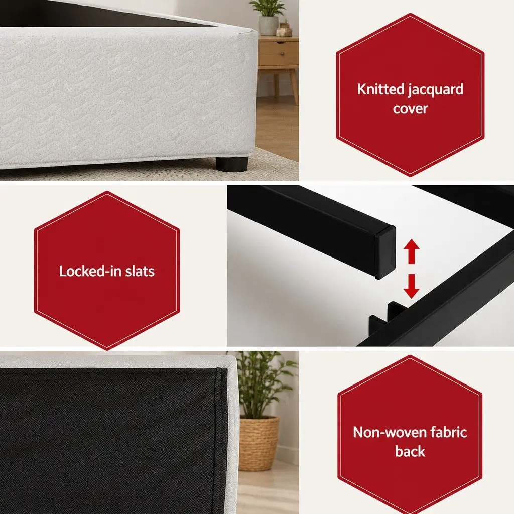 Queen Bed Frame with Fabric Headboard