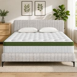 Upholstered King Bed Frame with Pocket Coil Mattress