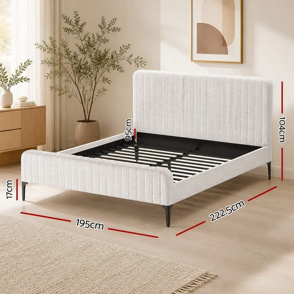 Upholstered King Bed Frame with Pocket Coil Mattress
