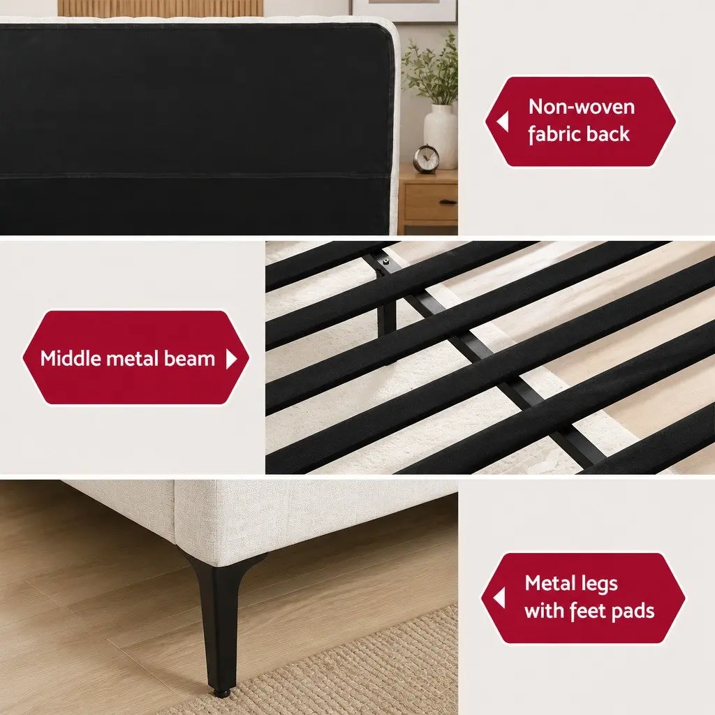 Upholstered King Bed Frame with Pocket Coil Mattress