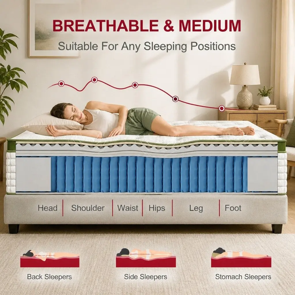 Upholstered King Bed Frame with Pocket Coil Mattress