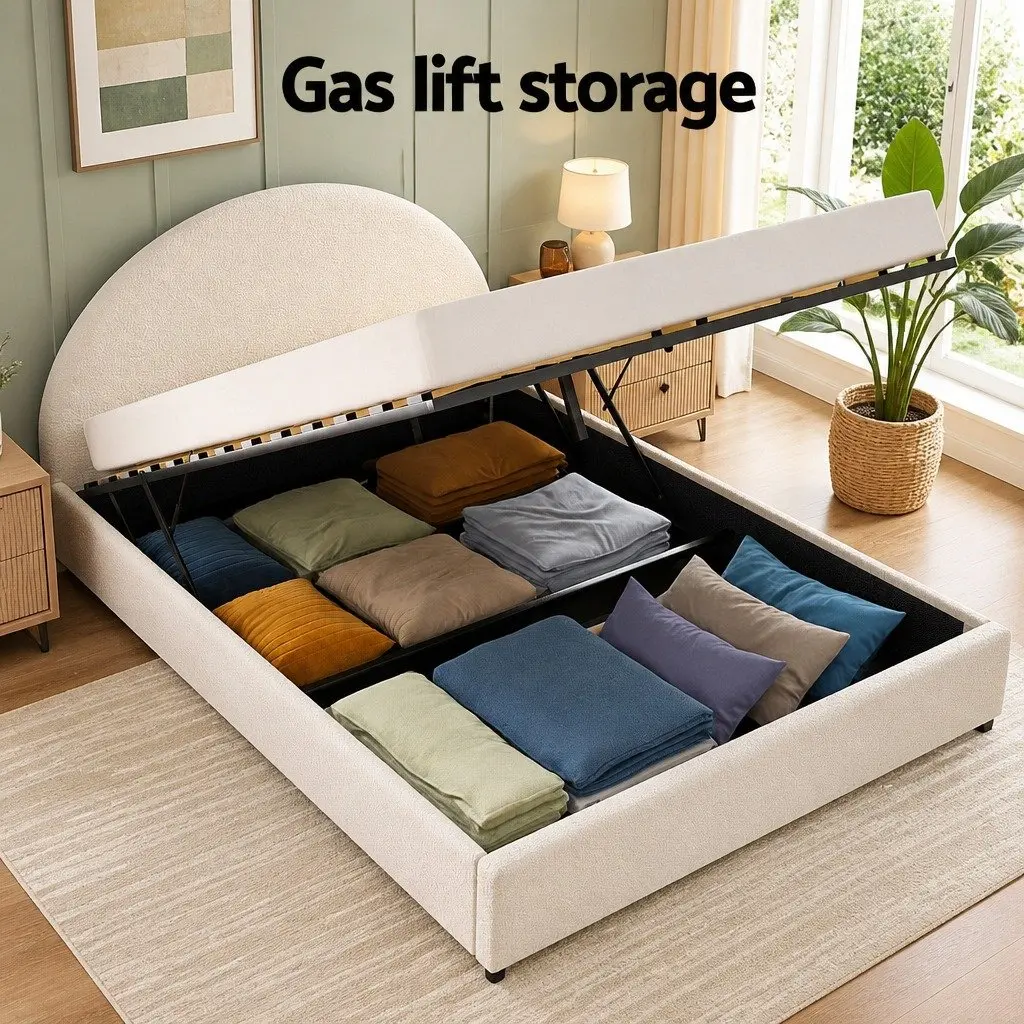 Queen Gas Lift Storage Bed with Nightstand