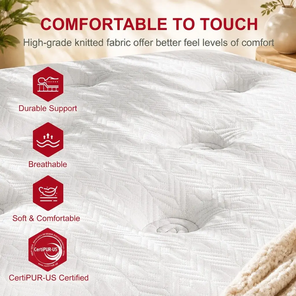 King Single Bed Frame with Hybrid Mattress