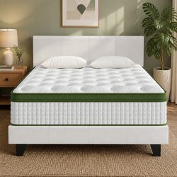 Comfortable Queen Bed Frame Set with Hybrid Mattress