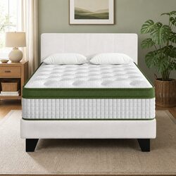 Single Bed Frame with Hybrid Mattress Bundle in White Boucle