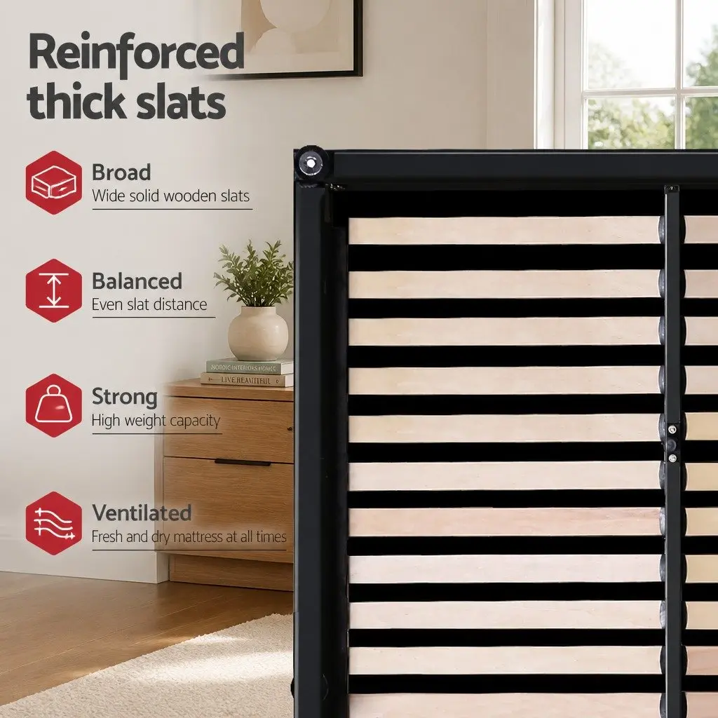 Queen Gas Lift Bed Frame with Storage and Nightstand Set Black