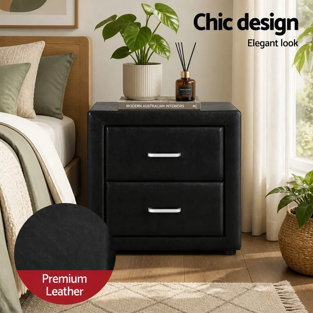 Queen Gas Lift Bed Frame with Storage and Nightstand Set Black