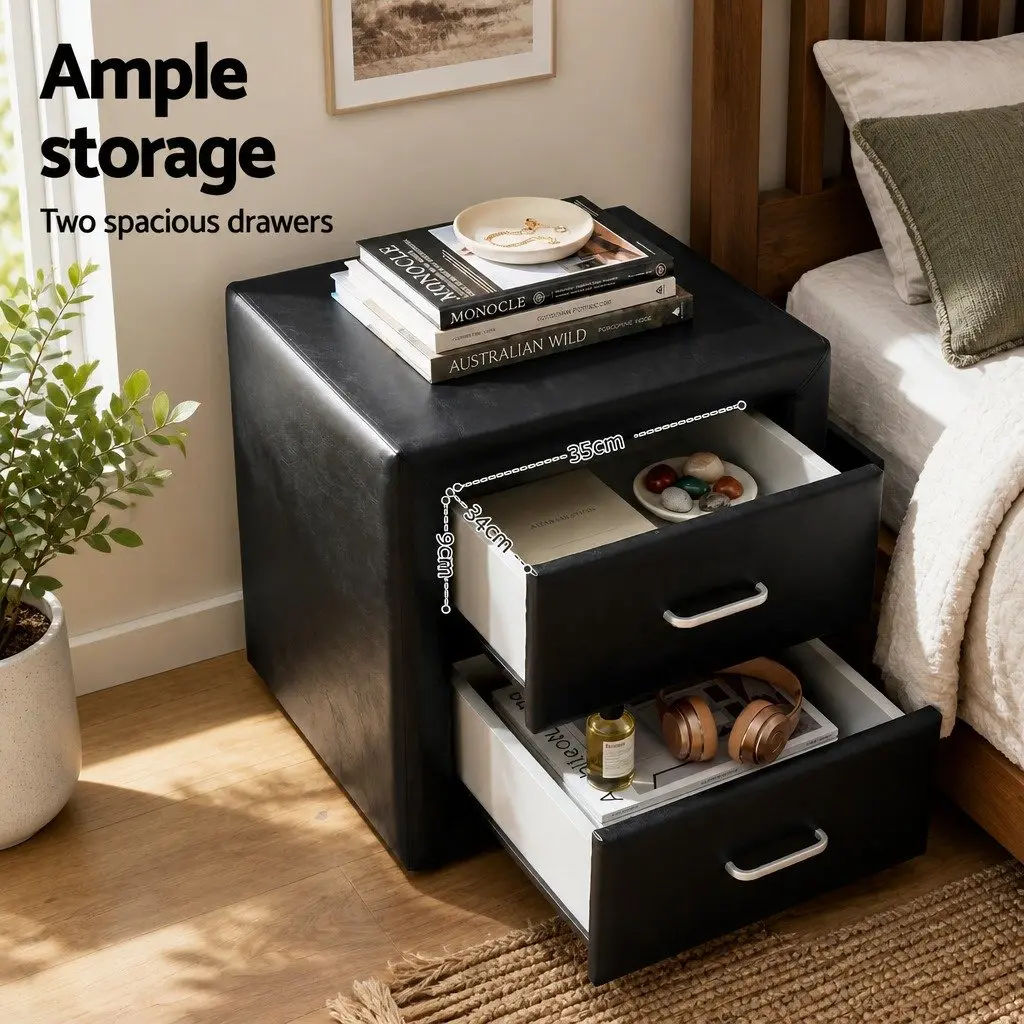 Queen Gas Lift Bed Frame with Storage and Nightstand Set Black