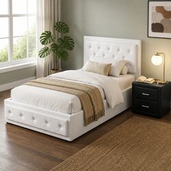 Gas Lift Storage King Single Bed Frame and Nightstand Set