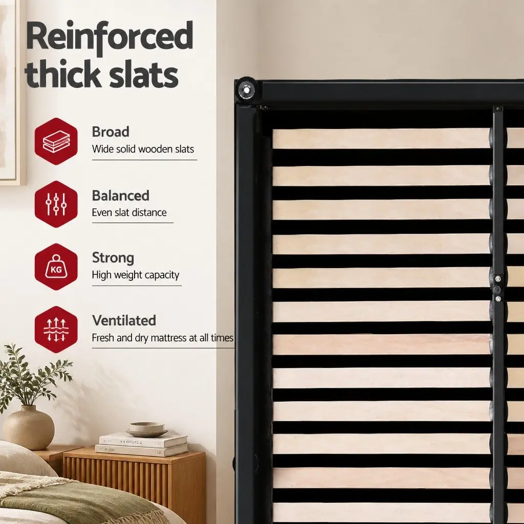 Queen Bed Frame Gas Lift Storage Black PU Leather with 2 Bedside Tables Modern Bedroom Set