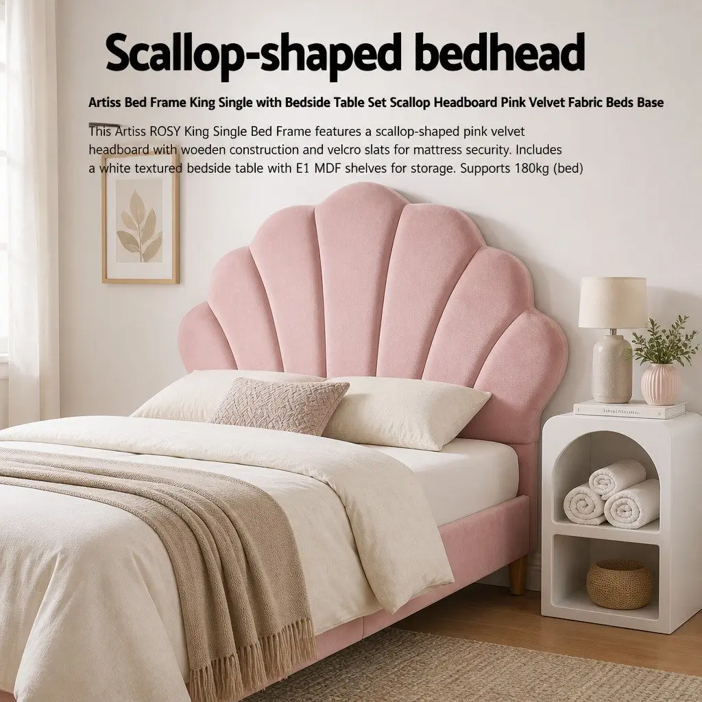 King Single Bed Frame with Matching Storage Table