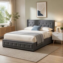 Cozy Queen Gas Lift Storage Bed with 2-Drawer Nightstand