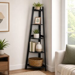 5 Tier Black Corner Shelf for Home Storage