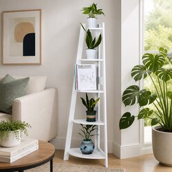 5-Tier Corner Shelf Organizer for Kids' Rooms - White