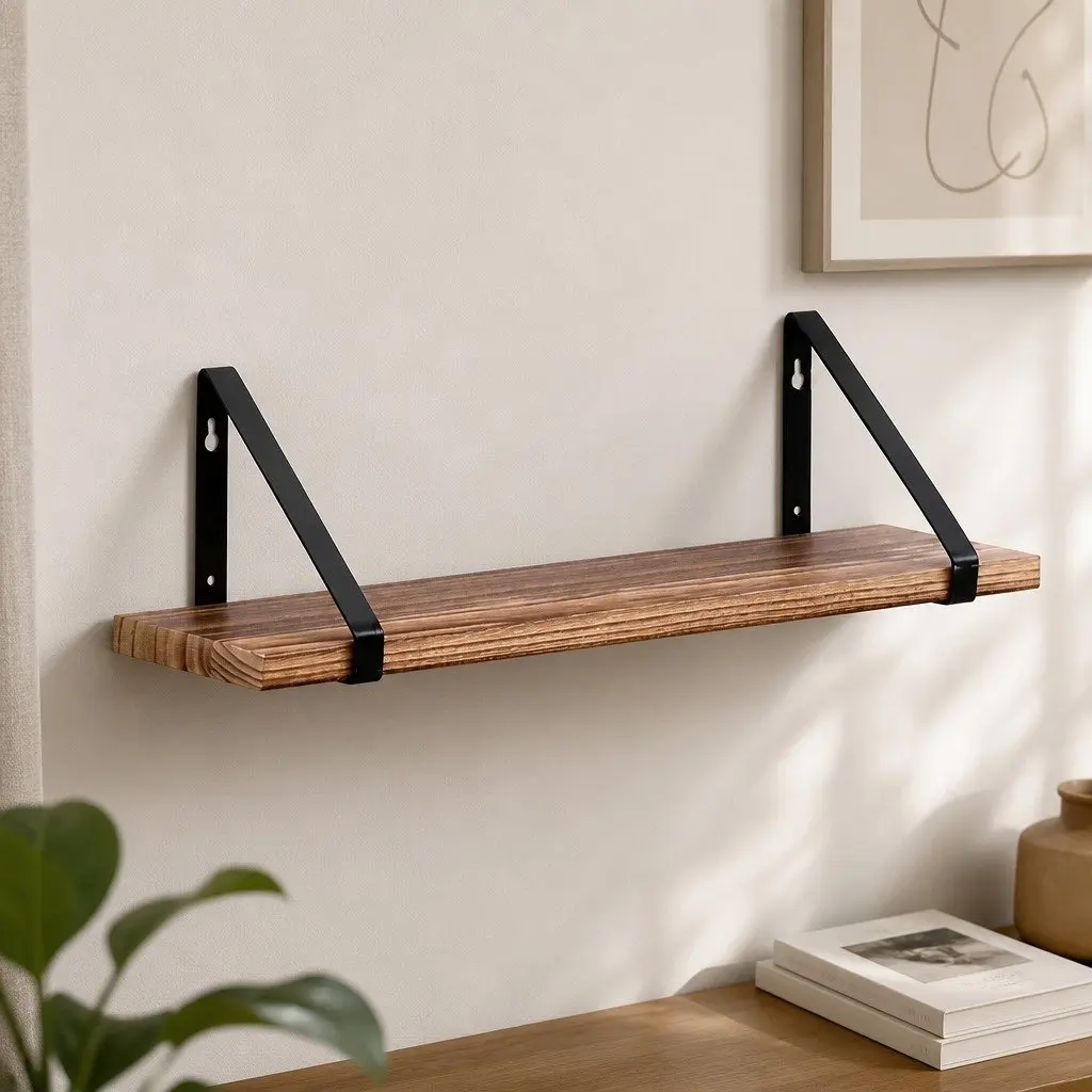 Floating Shelf Wooden Natural Rustic 3 Piece Wall Storage Display Rack