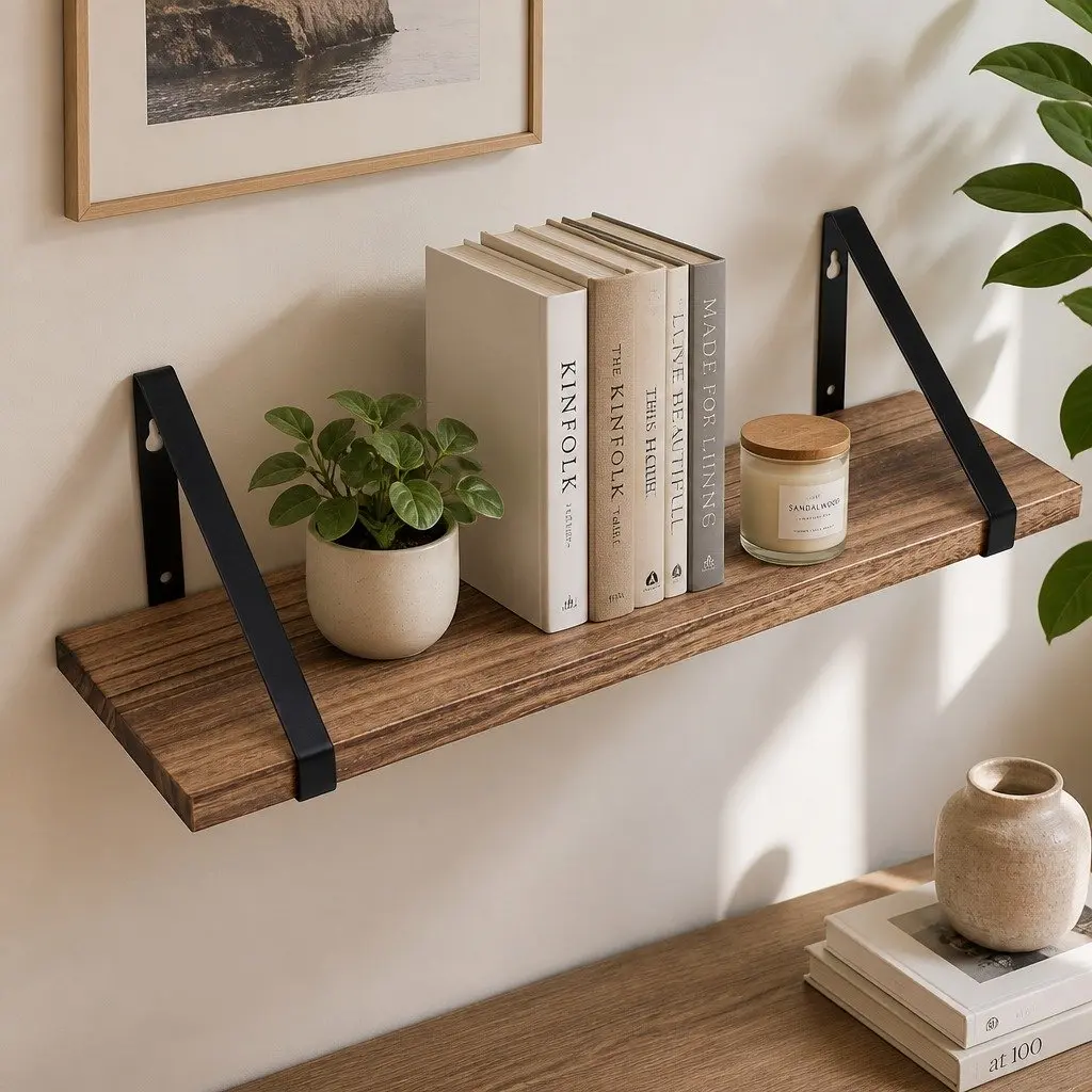 Floating Shelf Wooden Natural Rustic 3 Piece Wall Storage Display Rack