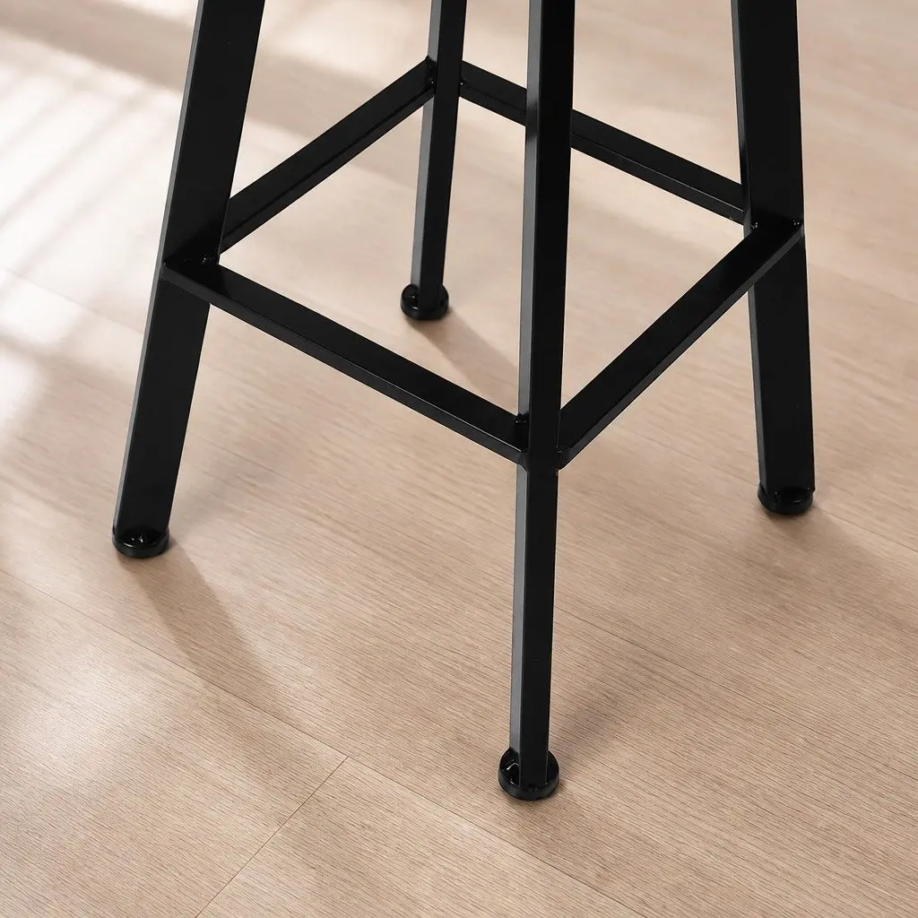 Bar Stool Kitchen Counter Height Wooden Seat Swivel Adjustable Metal Frame Set 4