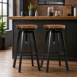 Adjustable Height Swivel Bar Stools in Vintage Style