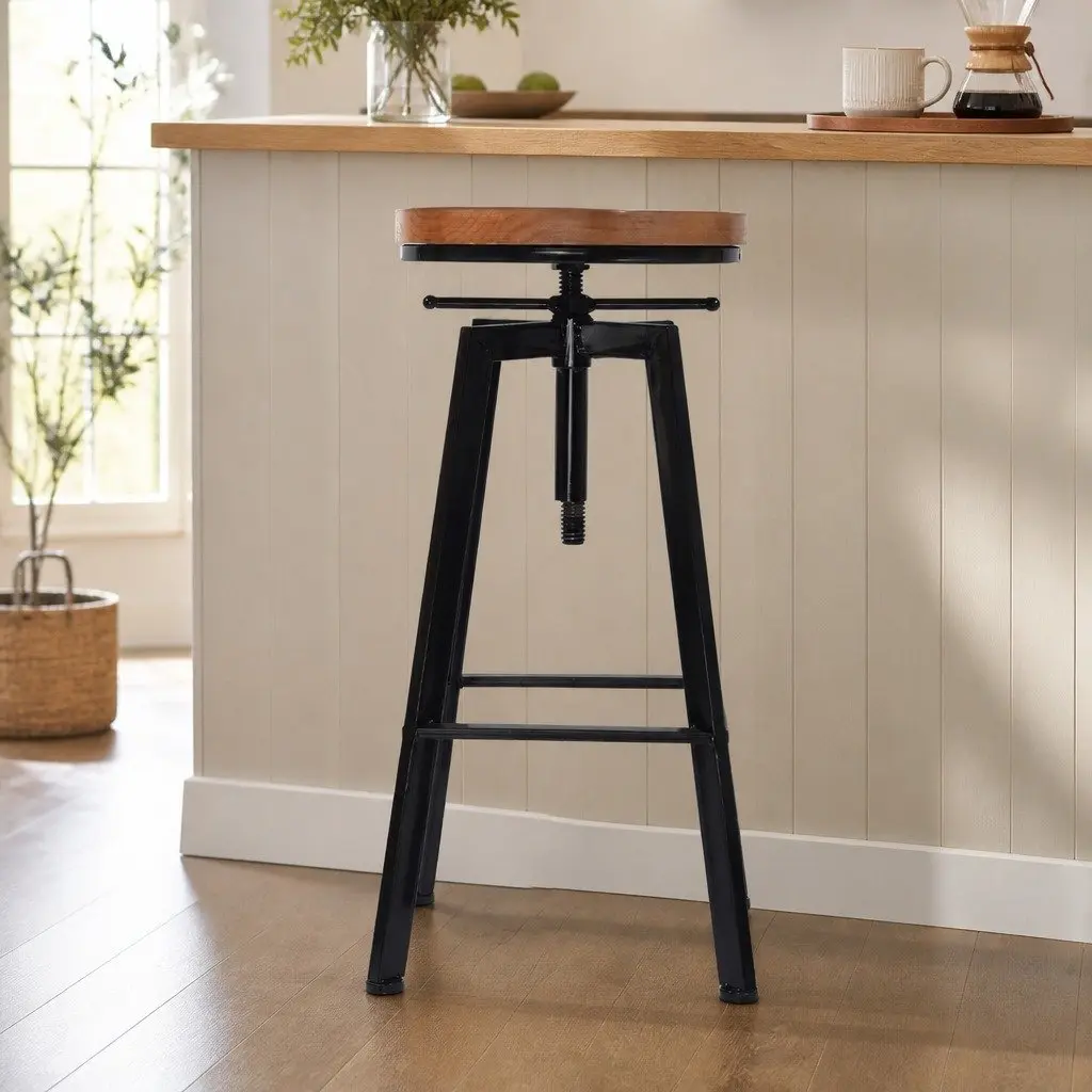 Adjustable Height Swivel Bar Stools in Vintage Style