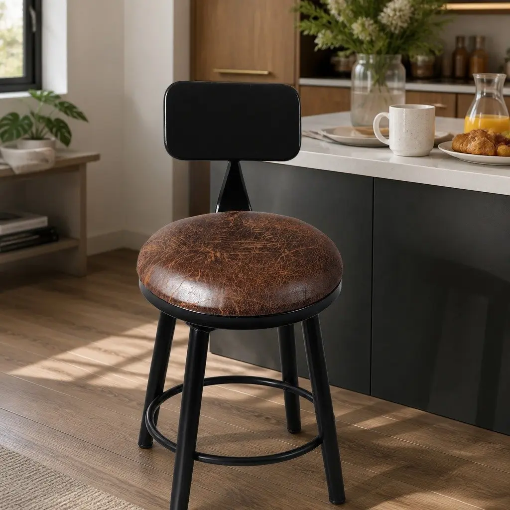 Bar Stools Set of 4 Kitchen Counter Height Wooden Swivel Adjustable Footrest