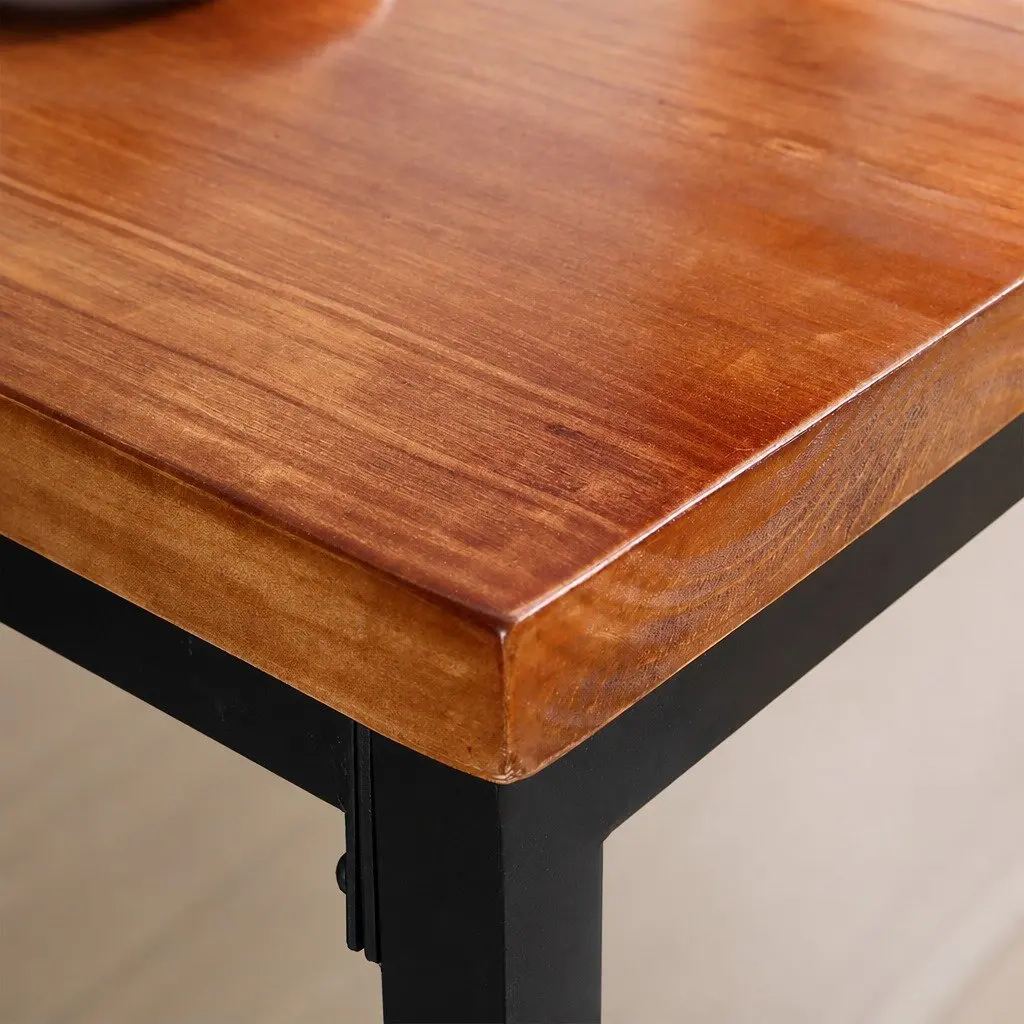 Solid Wood High Bar Table with Steel Frame