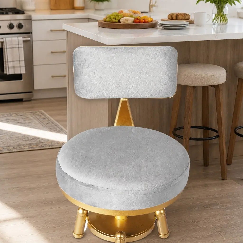 Velvet Swivel Bar Stools with Adjustable Height