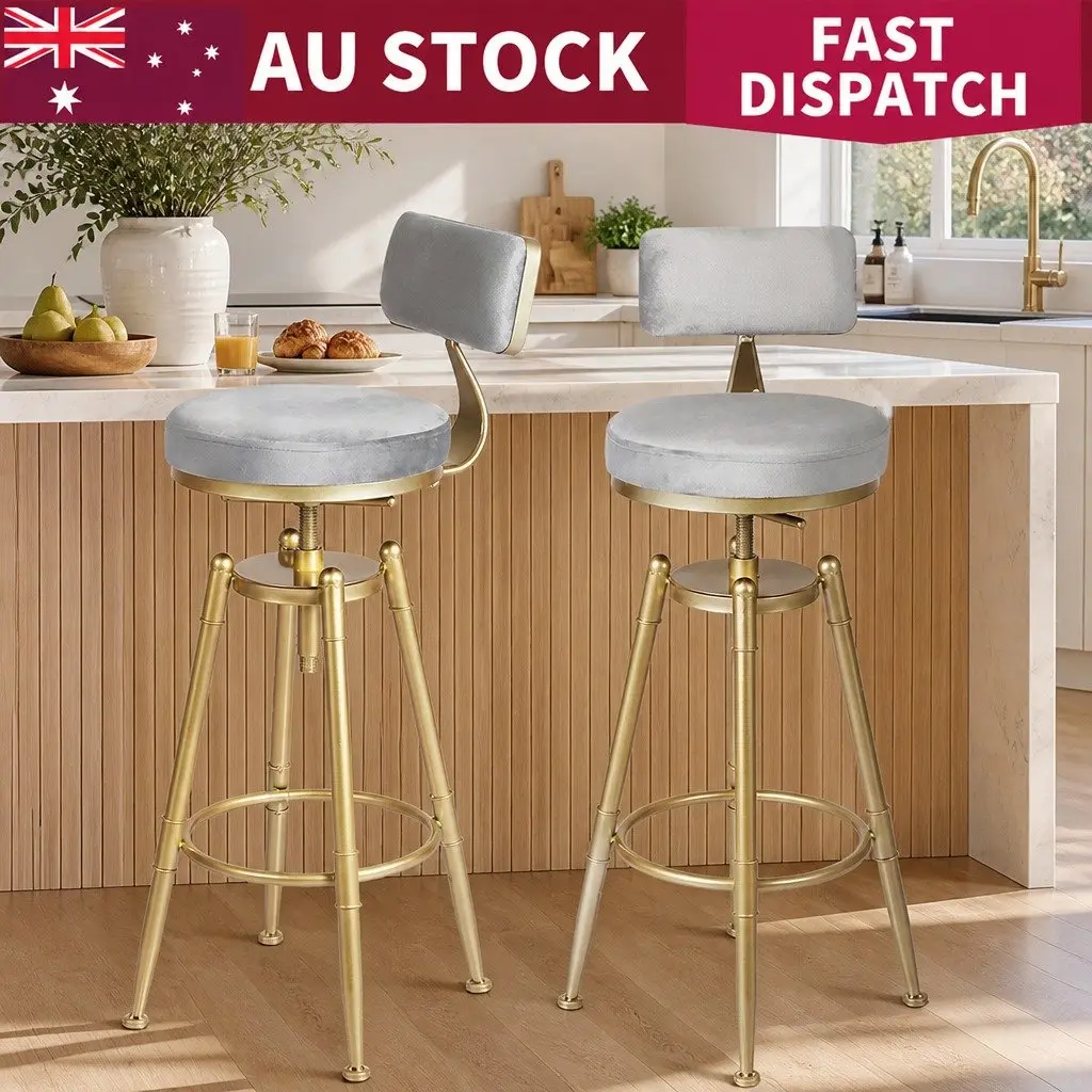 Velvet Swivel Bar Stools with Adjustable Height