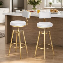 Swivel Bar Stools with Adjustable Height and Footrest