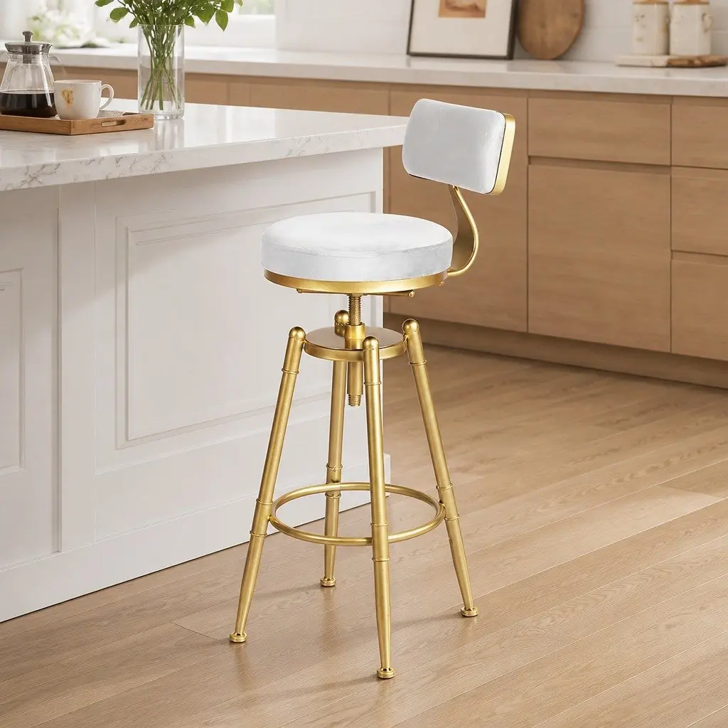 Swivel Bar Stools with Adjustable Height and Footrest