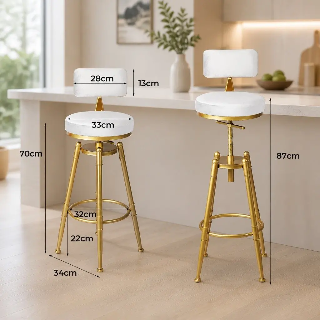 Swivel Bar Stools with Adjustable Height and Footrest
