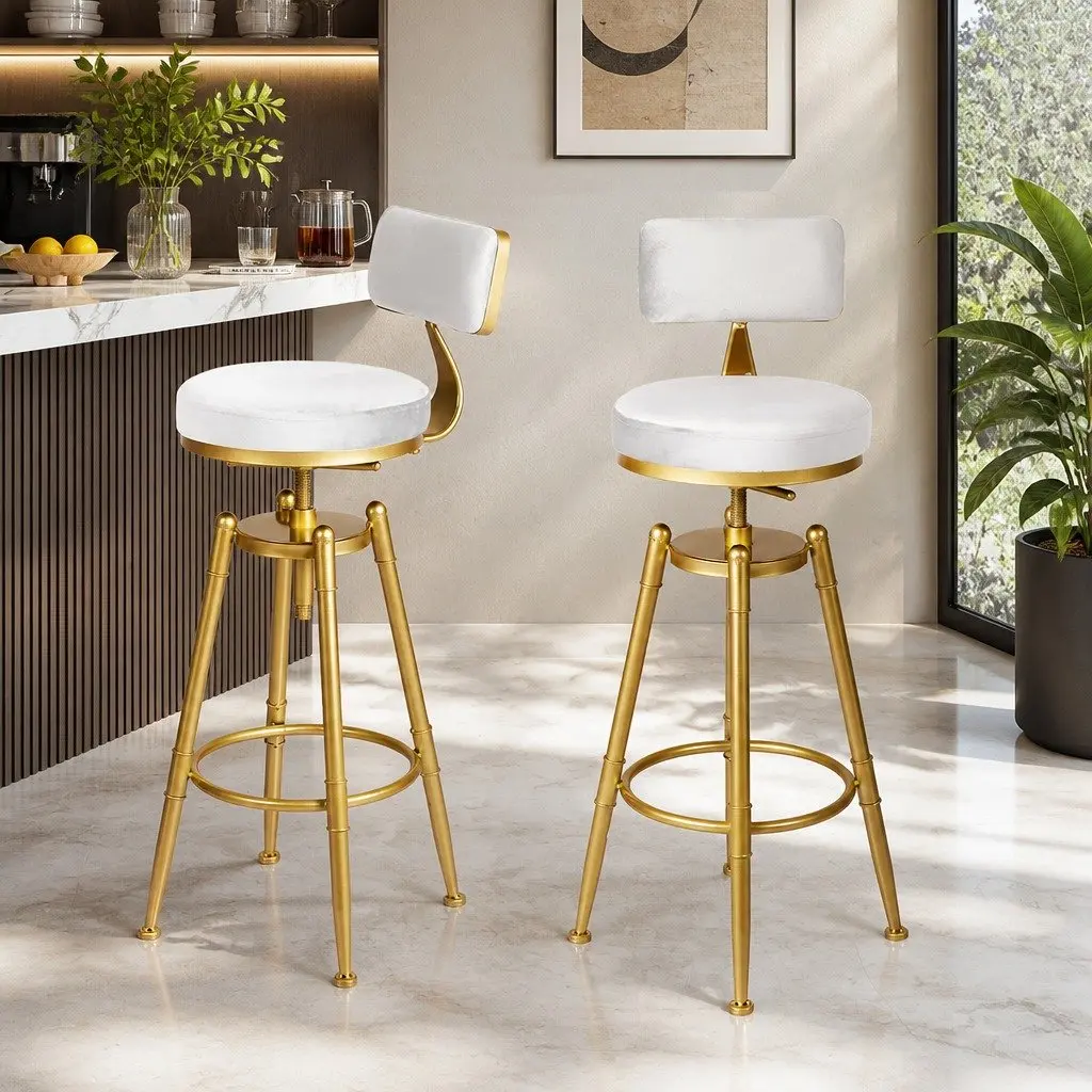 Swivel Bar Stools with Adjustable Height and Footrest