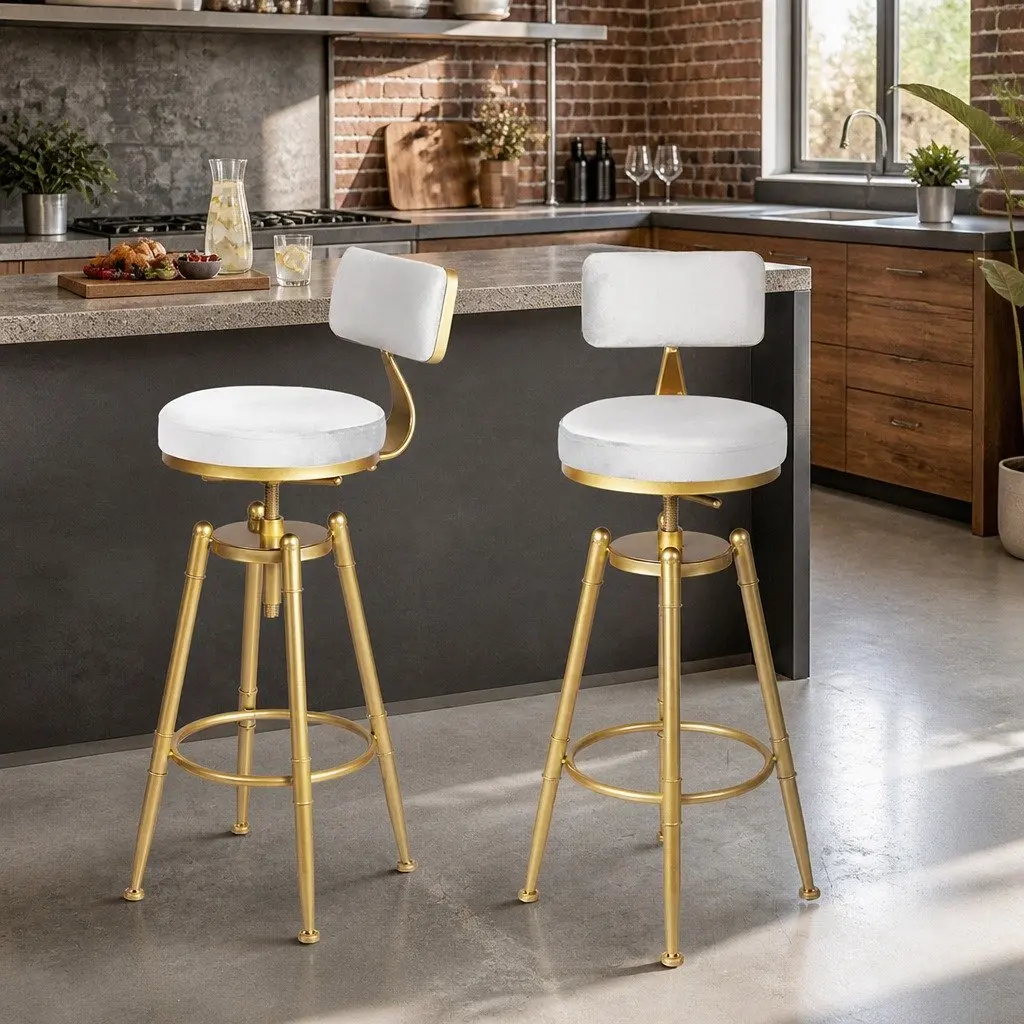 Swivel Bar Stools with Adjustable Height and Footrest