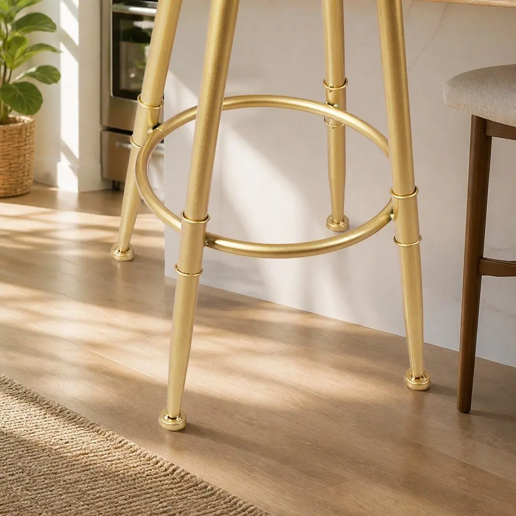 Bar Stools Swivel Modern Counter Height 4 Piece White Velvet Metal Frame