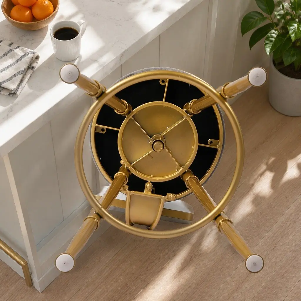 Bar Stools Swivel Modern Counter Height 4 Piece White Velvet Metal Frame