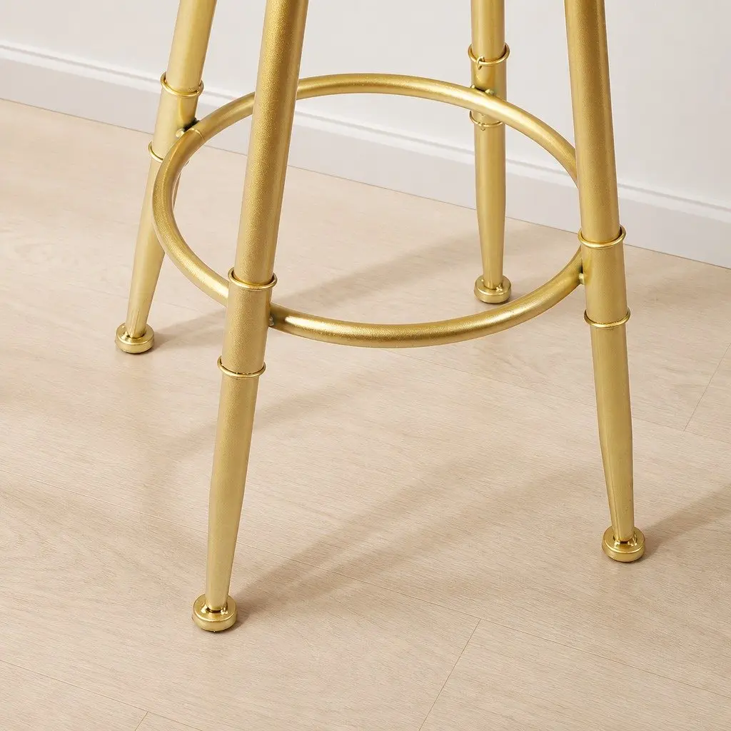 Bar Stools Velvet Green Seat Counter Height Swivel Adjustable Footrest Steel Frame